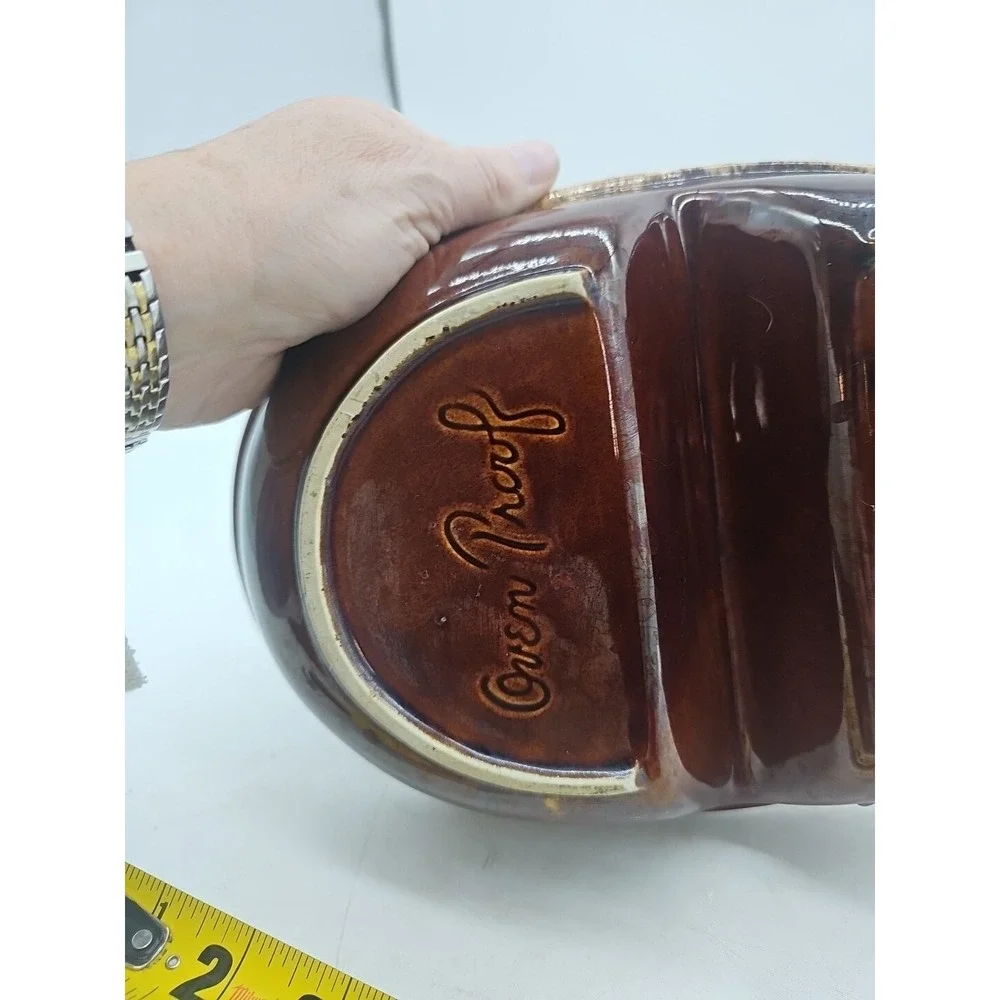 Vintage Hull H.P. Co Oven Proof Oval Divided Casserole Brown Drip‎ Pottery USA